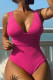 Rose Red Sportswear Solid Patchwork Swimwears(With Paddings)