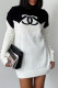 Black And White Casual Elegant Letter Patchwork O Neck Straight Dresses