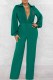 Green Sexy Print Letter V Neck Jumpsuits