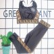 Black Street Simplicity Letter Patchwork Swimwears