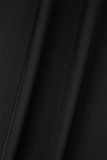 Black Casual Solid Bandage Patchwork Zipper V Neck Loose Jumpsuits