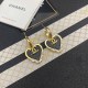 Black Gold Simplicity Letter Patchwork Rhinestone Earrings