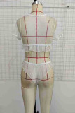 White Sexy Solid Patchwork See-through With Bow Lingerie