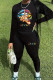 Black Casual Print Patchwork O Neck Long Sleeve Two Pieces
