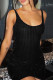 Black Sexy Patchwork Hot Drill U Neck Sheath Dresses