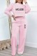 Pink Casual Print Letter O Neck Long Sleeve Two Pieces