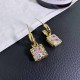 Pink Sweet Letter Patchwork Rhinestone Earrings