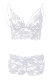 White Sexy Solid Lace Hollowed Out Patchwork With Bow Lingerie