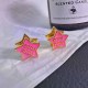 Rose Pink Street Simplicity Letter Patchwork Earrings