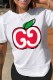 White Casual Print Letter O Neck T-Shirts
