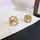 Gold Simplicity Letter Patchwork Rhinestone Earrings