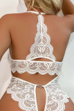 White Sexy Solid Lace Patchwork Lingerie