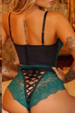 Green Sexy Lace Patchwork Contrast Lingerie