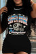 Black Street Print Letter O Neck One Step Skirt Dresses