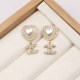 Gold Celebrities Letter Heart Shaped Patchwork Rhinestone Earrings