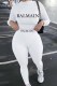 White Street Print Letter O Neck Long Sleeve Two Pieces