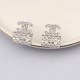 Silver Simplicity Letter Patchwork Rhinestone Earrings