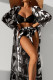 Black Sportswear Print Patchwork 3 Piece Sets(With Paddings)