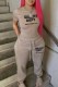 Coffee Street Print Letter O Neck Short Sleeve Two Pieces