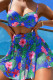 Royal Blue Sexy Sportswear Print Patchwork 3 Piece Sets(With Paddings)