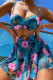 Malachite Green Sexy Sportswear Print Patchwork 3 Piece Sets(With Paddings)