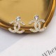 Gold Simplicity Letter Rhinestone Earrings