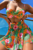 Green Sexy Sportswear Print Patchwork 3 Piece Sets(With Paddings)