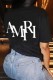 Black Street Print Letter O Neck T-Shirts