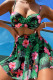 Green Sexy Sportswear Print Patchwork 3 Piece Sets(With Paddings)