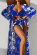 Blue Sportswear Print Patchwork 3 Piece Sets(With Paddings)