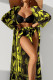 Yellow Sportswear Print Patchwork 3 Piece Sets(With Paddings)