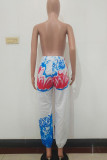 rose red multicolor Elastic Fly Mid Print Harlan pants Pants Bottoms