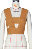 White Sexy Solid Bandage Patchwork Asymmetrical Collar Tops