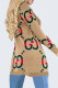 Brown Elegant Letter Patchwork Tops