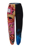 rose red multicolor Elastic Fly Mid Print Harlan pants Pants Bottoms