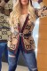 Brown Elegant Letter Patchwork Without Belt Hooded Collar Tops(Without Belt)