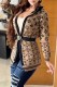 Brown Elegant Letter Patchwork Without Belt Hooded Collar Tops(Without Belt)