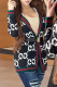 Black Elegant Letter Patchwork Without Belt Hooded Collar Tops(Without Belt)