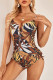 Yellow Sportswear Print Patchwork Swimwears(With Paddings)