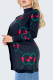 Black Elegant Letter Patchwork Tops