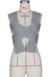 Green Sexy Solid Bandage Patchwork Asymmetrical Collar Tops