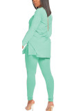 Blue Fashion Casual adult Ma'am Patchwork Solid Two Piece Suits pencil Long Sleeve Two Pieces