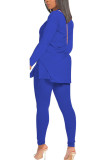 Blue Fashion Casual adult Ma'am Patchwork Solid Two Piece Suits pencil Long Sleeve Two Pieces