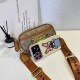 Brown Street Letter Geometric Patchwork Zipper Bags