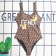 Coffee Sexy Letter Character Backless Swimwears