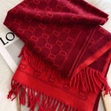 Red Casual Letter Tassel Scarf
