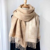 Gray Pink Casual Letter Tassel Scarf