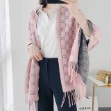 Gray Pink Casual Letter Tassel Scarf