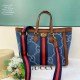Blue Casual Street Letter Patchwork Zipper Bags