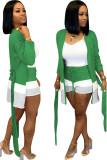 Grass Green knit Lightly cooked Fashion Ma'am adult Solid Two Piece Suits Patchwork Straight Long Sleeve Two-Pi